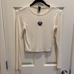 Wild Fable Cream Ribbed Long Sleeve Crop Pug Shirt size S